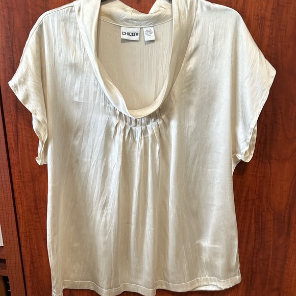 Chico's Elegant Silk Cowl Neck Cream Blouse - Picture 1 of 3